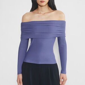 Wilfred Aritzia Lavinia Off-The-Shoulder Top Blue Size S NWT